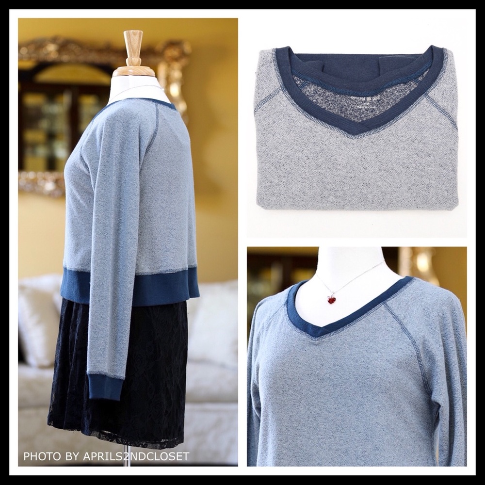 V-NECK PULLOVER OVERSIZED SWEATSHIRT CROP TOP - Picture 5 of 8